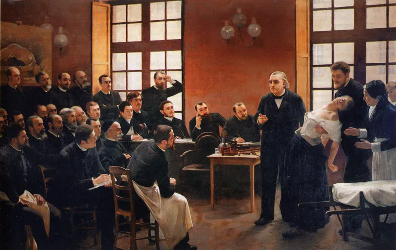 André Brouillet's 1887 painting showing Charcot demonstrating a hysterical patient to a packed audience at the Salpêtrière hospital