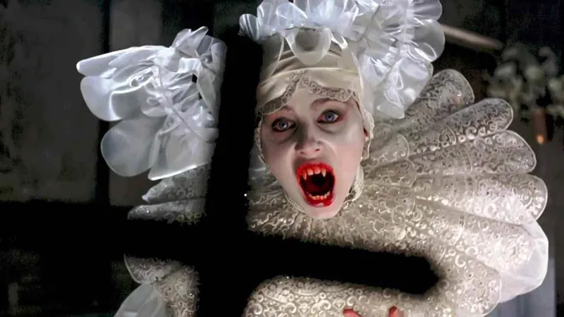 Lucy in her vampire form from Bram Stoker's Dracula (1992), directed by Francis Ford Coppola, showing her dramatic transformation.