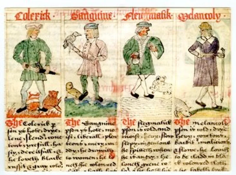 The four temperaments in a 1533 English medical text Credit: Yale University (Harvey Cushing Library)