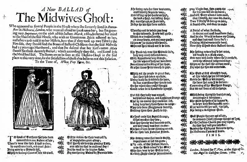 Broadside ballad “A New Ballad of the Midwives Ghost,” London, 1680