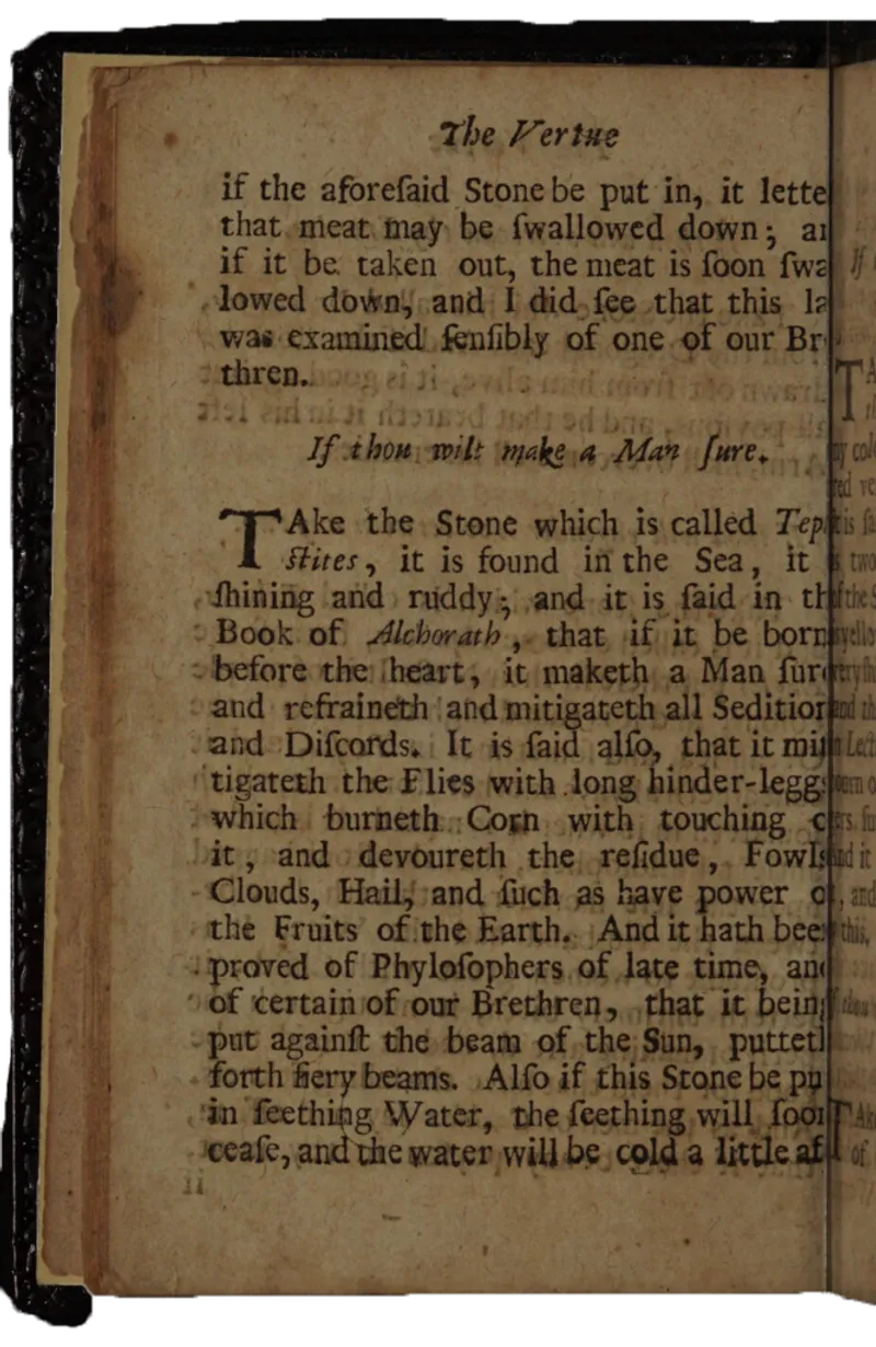 Albertus Magnus' "Book of Secrets" on the virtues of stones, recipe using Echites / Aquileus - part 2