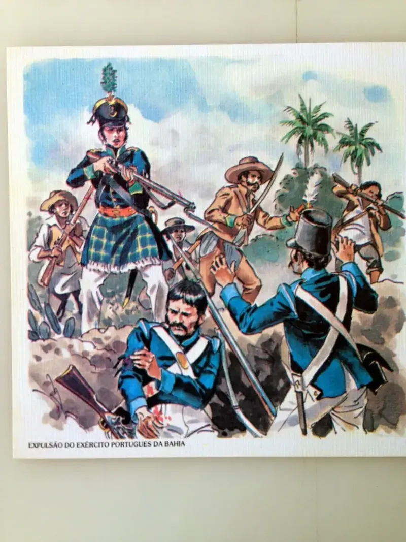 Illustration showing the expulsion of the Portuguese from Bahia - again showing the uniform with an adapted skirt.