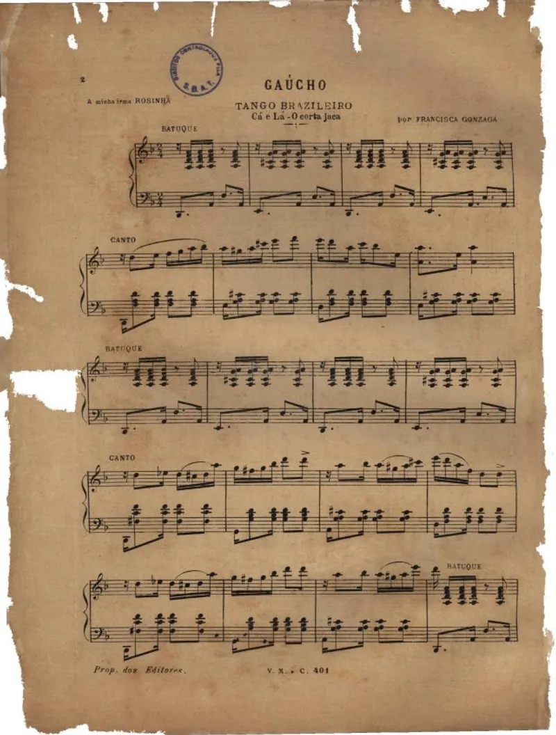 First page of Chiquinha Gonzaga's Gaucho