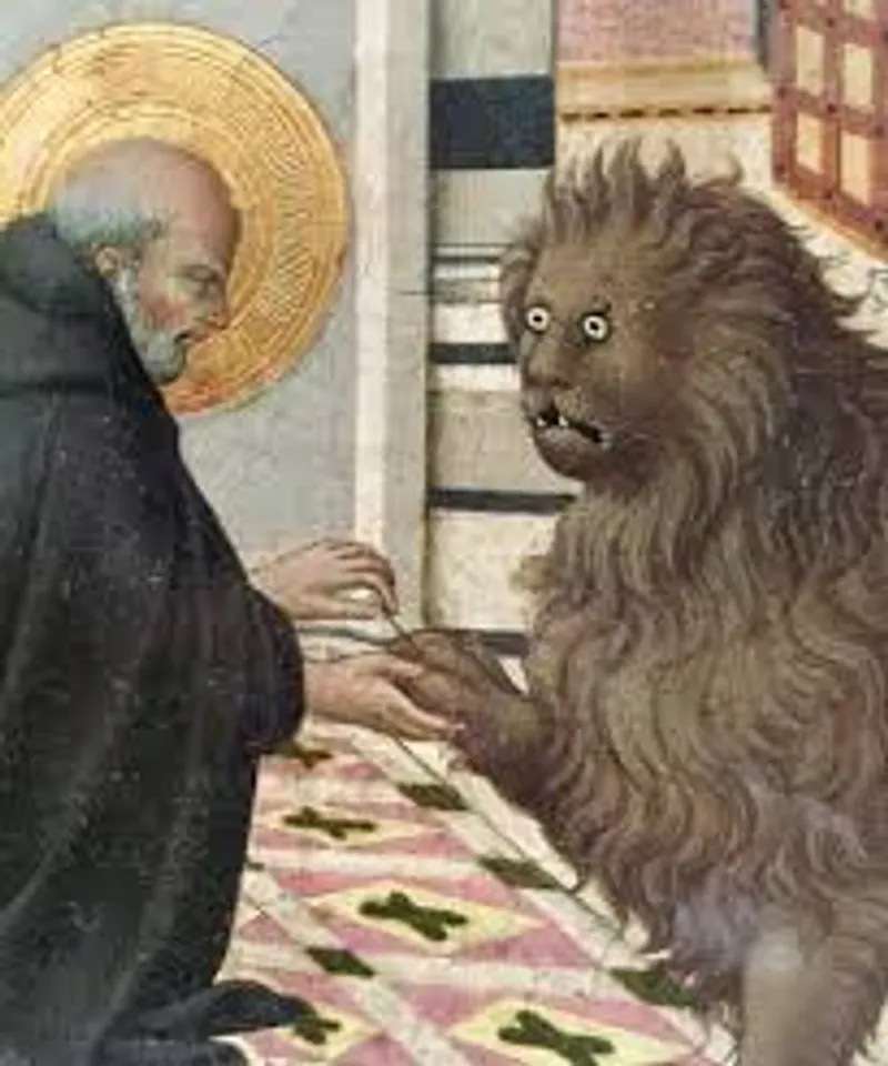 Saint Jerome depicted with a lion