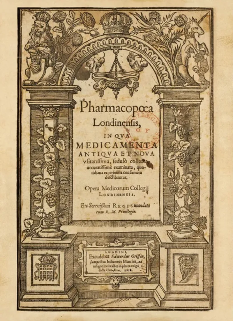 Cover of the 1618 edition of the Pharmacopea Londinensis.