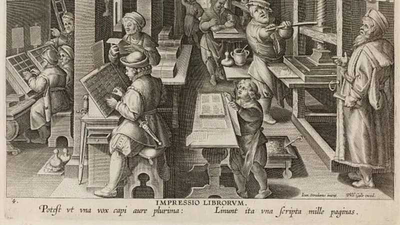 The Invention of Book Printing, plate 4, Ca. 1600 (Public Domain)