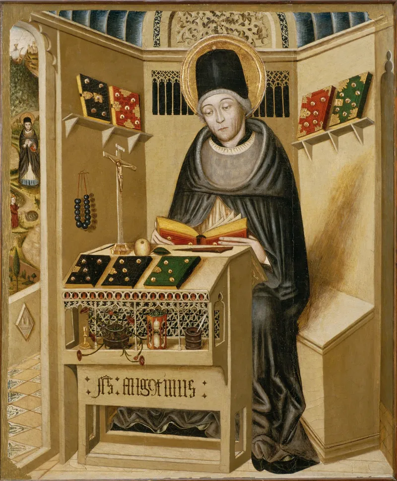 St Augustine reading in his study (anonymous, 15th century). Credit: Museu Episcopal de Vic, Barcelona.