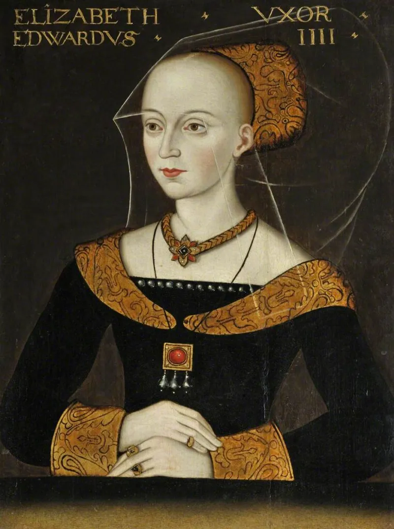 Portrait of Elizabeth Woodville (c.1437-1492), showing the plucked hairline and eyebrows