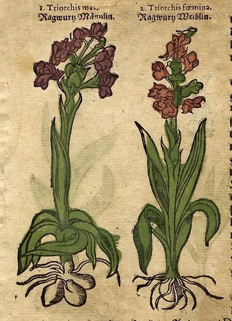 The ‘testicles’ of Satyrion in Adam Lonicer’s Kräuterbuch und Künstliche Conterfeytunge (1577). (Public Domain)