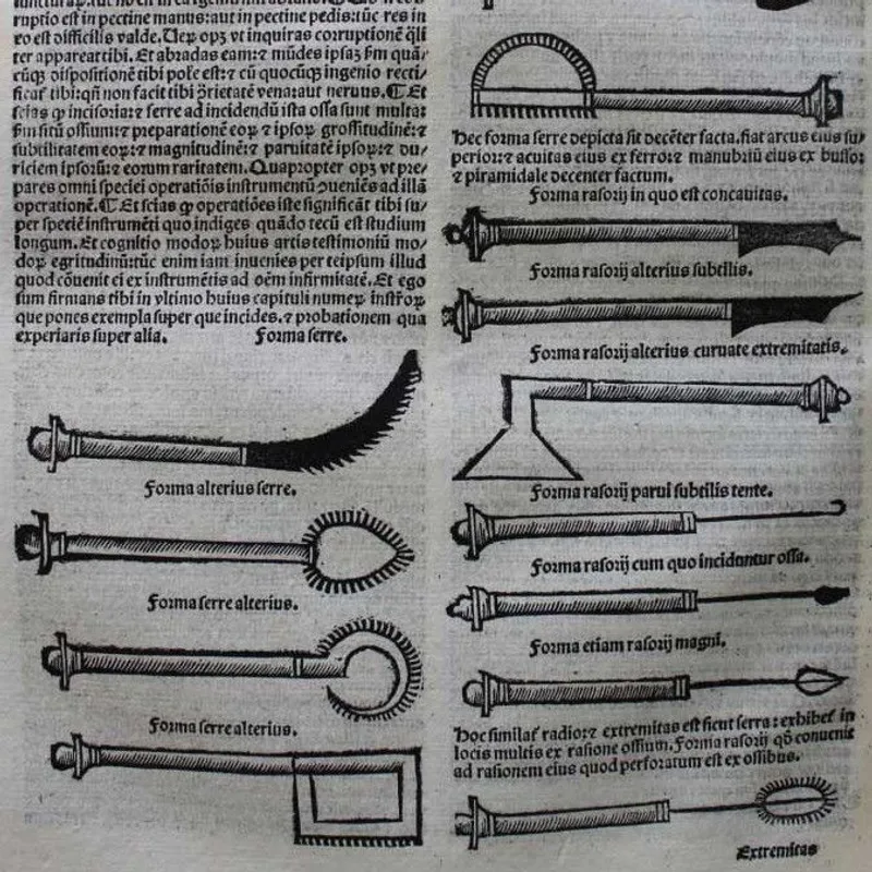Surgical instruments in Al-Zahrawi's 1531 Latin translation. Credit: British Library
