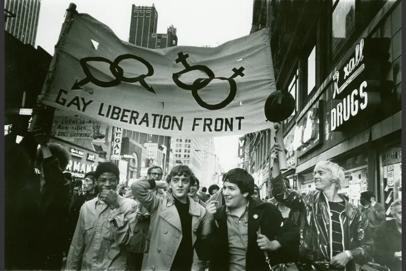Gay Liberation Front march on Times Square in New York, N.Y., 1969. Photo by Diana Davies (New York Public Library).