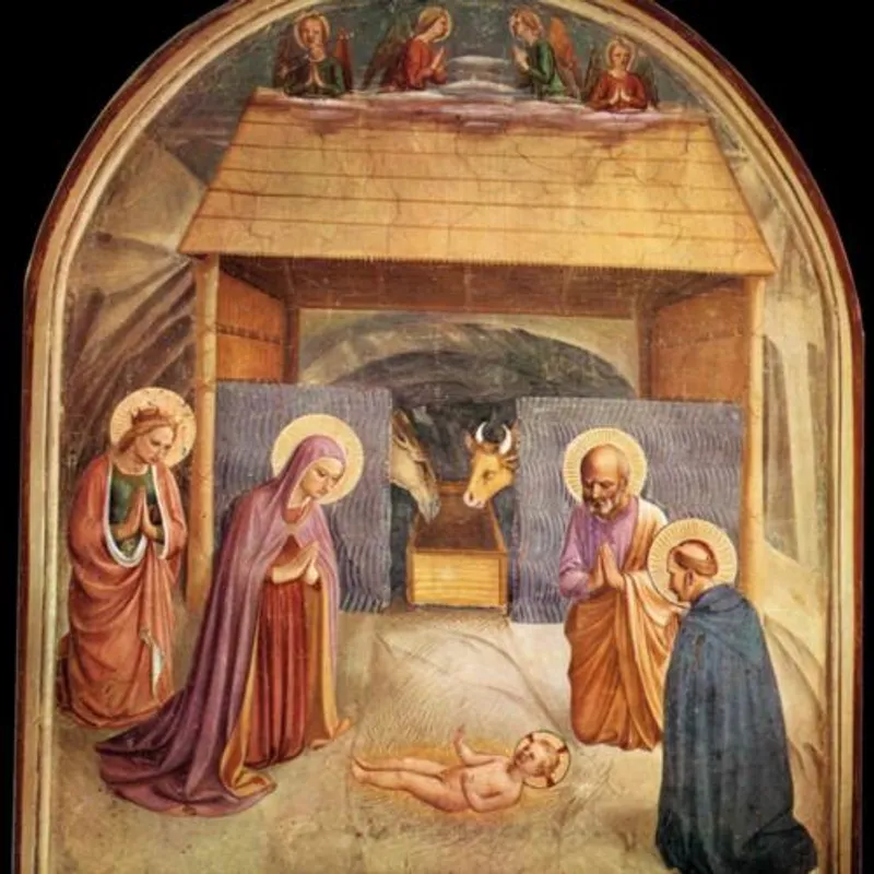 Adoration of Jesus after the birth (Fra Angelico: Nativity, 1440-1441, Convent of San Marco cell #5 - Florence).