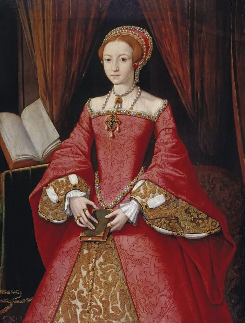 Elizabeth I when a Princess, attributed to William Scrots (1546-1547), showcasing her long fingers. Credit: Royal Collection Trust.