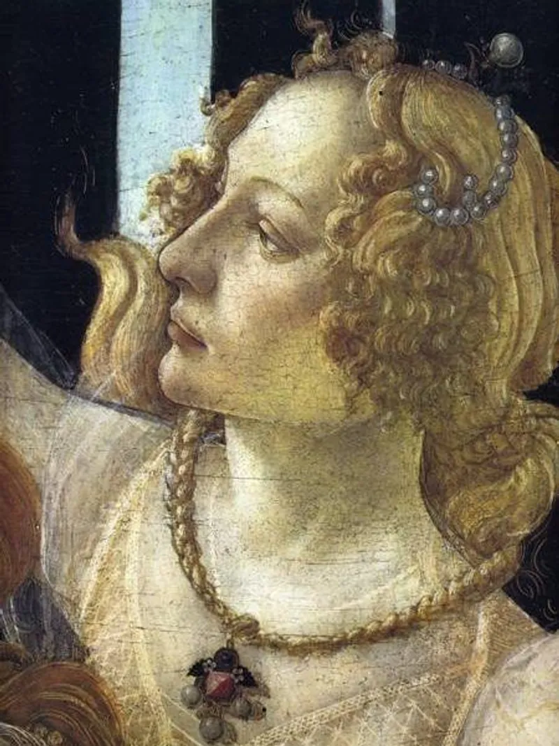 One of the most depicted women of the Renaissance. Caterina Sforza in a detail of Primavera, by Sandro Botticelli (1498). Credit: Galleria degli Uffizi, Florence.
