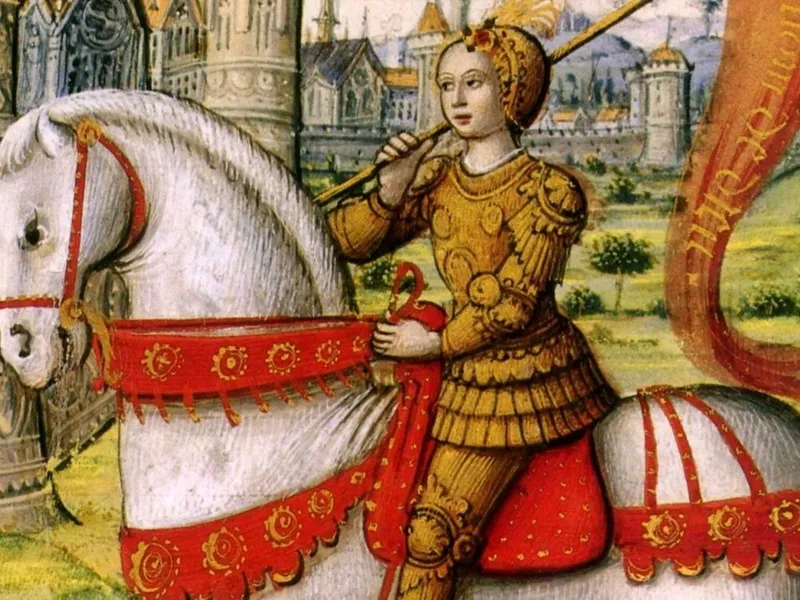 The gender-bending Joan of Arc in military attire in a 1505 manuscript. © Wikimedia Commons