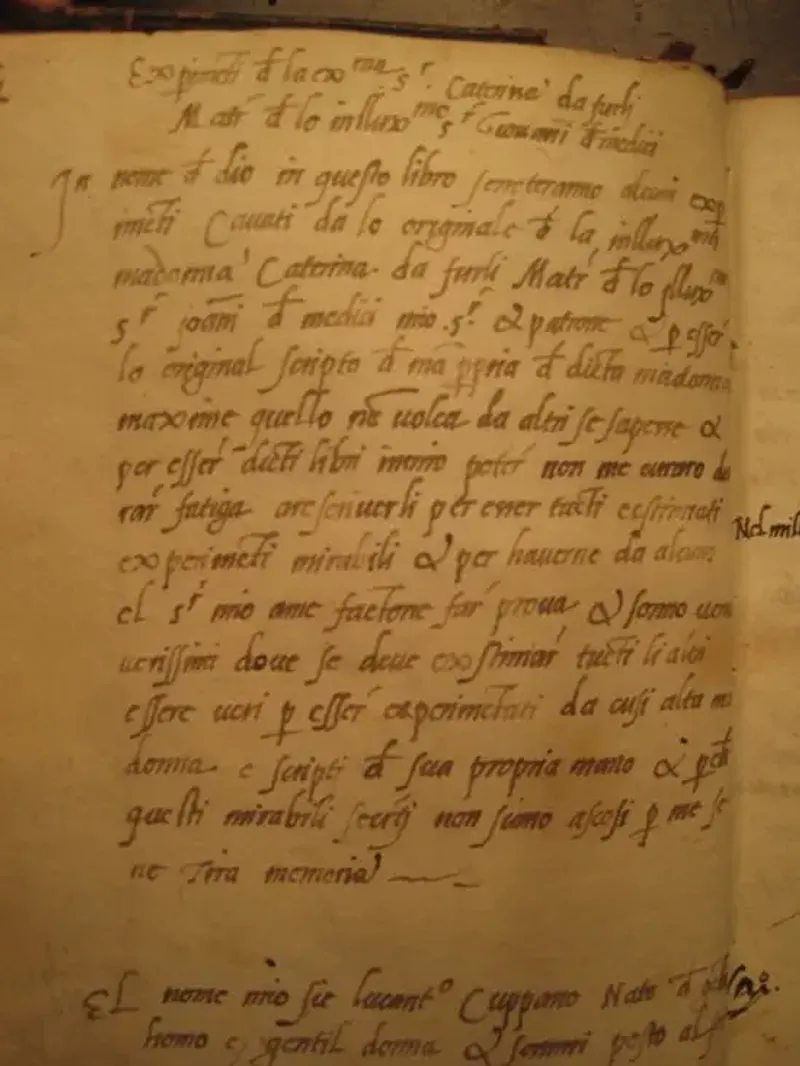 Front page of Caterina Sforza's "Experimenti".