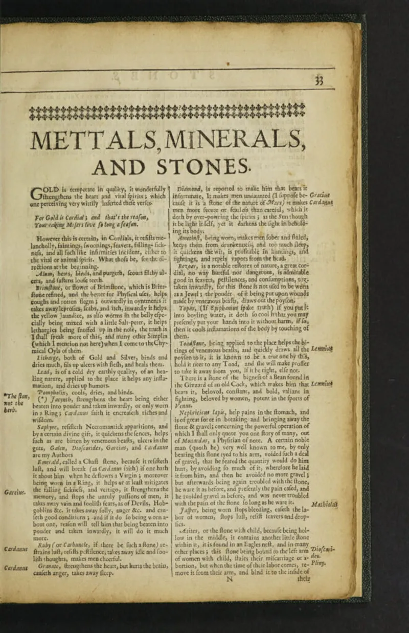 Culpeper's Mettals, Minerals and Stones