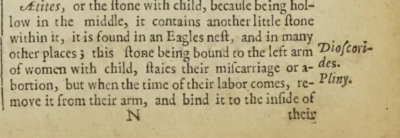 Section of Culpeper's Mettals, Minerals and Stones describing Aetites