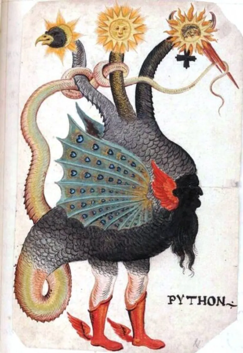 Python from Alchemical and Rosicrucian compendium (c. 1760) (Yale Beinecke Digital Collections)