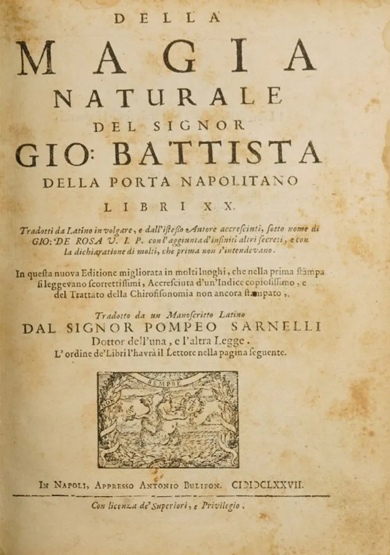 The title page of the 1677 Italian translation, an example of a vernacular edition where the most scandalous "secrets of women" were purged due to pressure from the Inquisition.