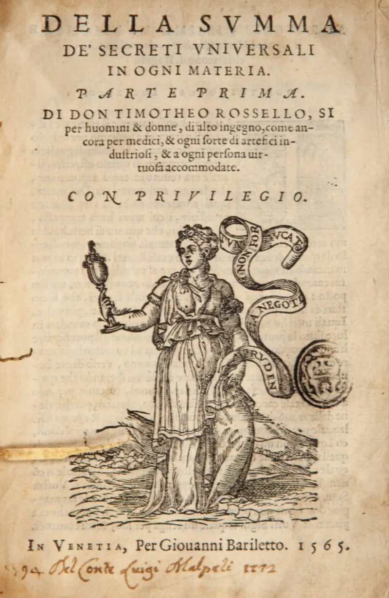 Front cover of Timotheo Rossello's alchemical work