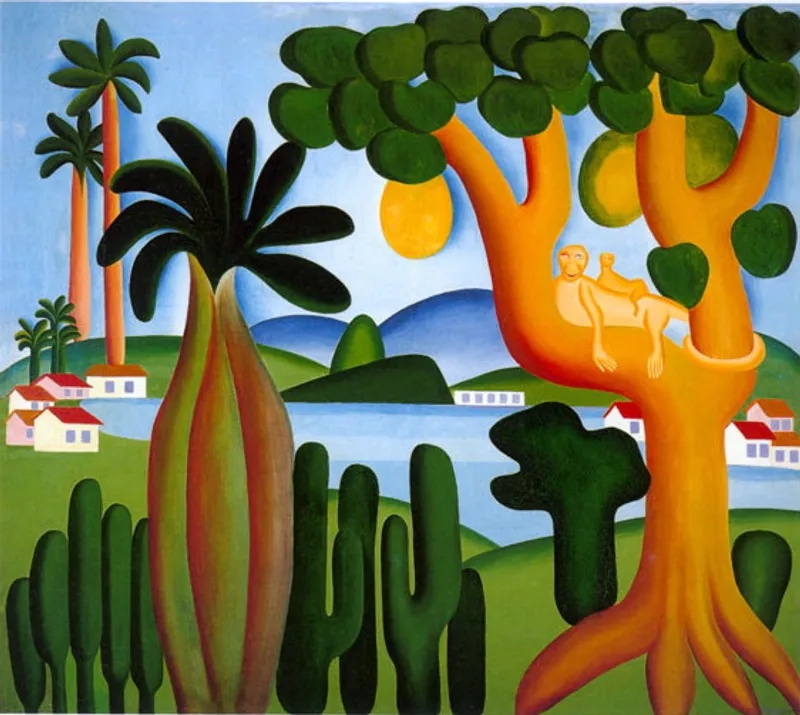 Tarsila do Amaral's Postcard (1928), blending Brazilian landscapes with modernist aesthetics.