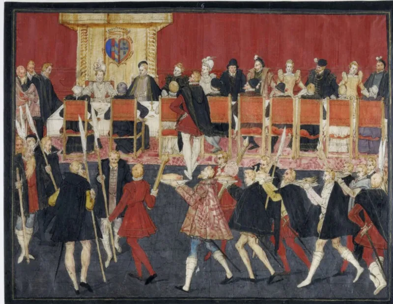 This scene of a Tudor feast illustrates the abundance and variety of food enjoyed during the era.