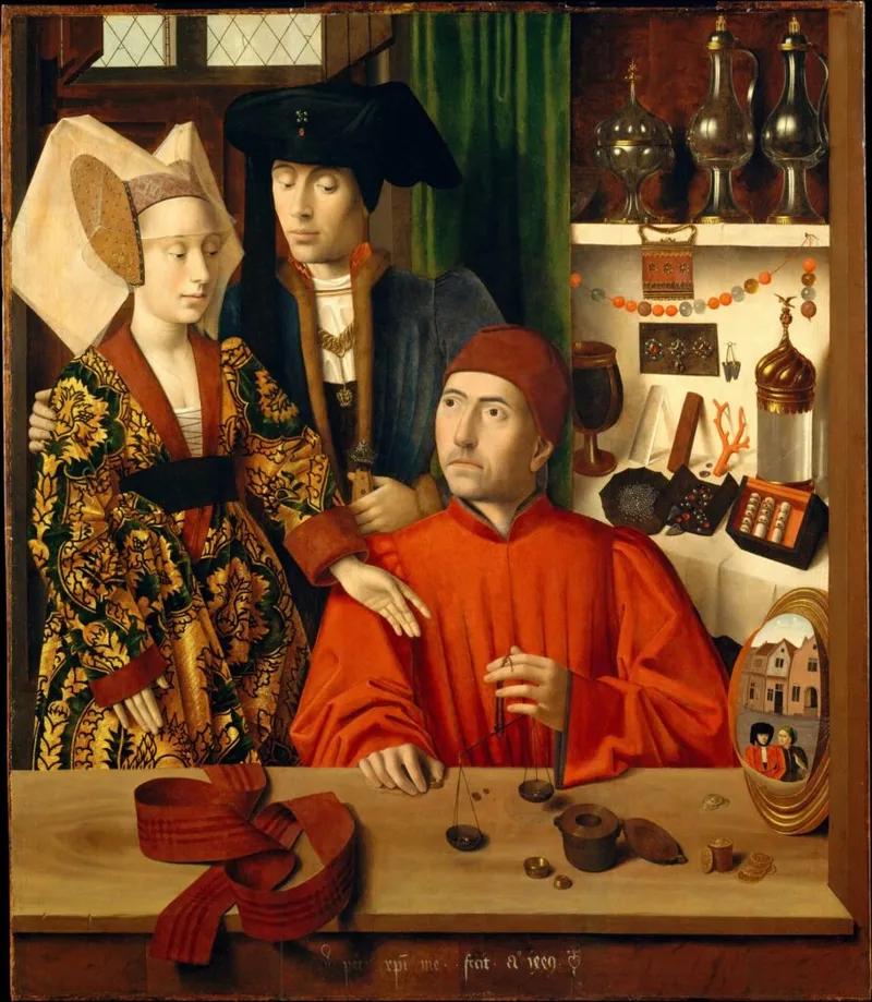"The Goldsmith" by Petrus Christus (1449), depicting a jeweler at work, reflecting the importance of alchemy in metalworking and everyday life during the Renaissance. Credit: The Metropolitan Museum of Art, New York