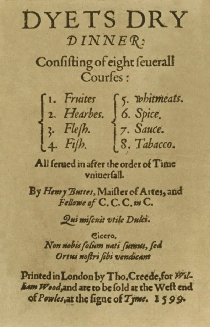 Dyets Dry Dinner, by William Bullock (1599) (Culture Club)