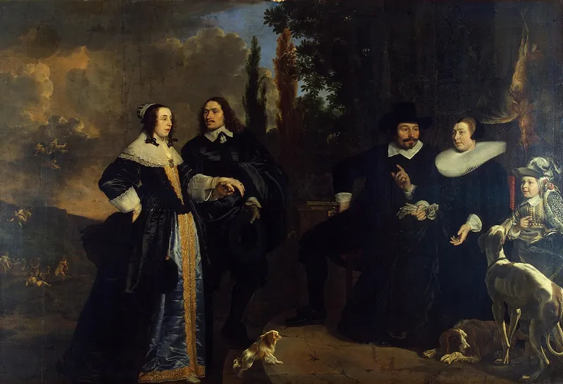 Dutch Golden Age family portrait showing parents seated with their children